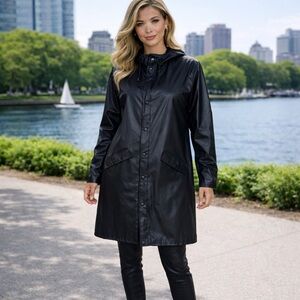 RAINS Long Storm Breaker Raincoat – Black | Minimalist Waterproof Trench Style